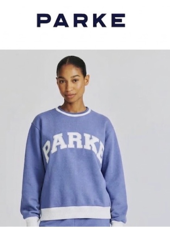 Parke Tops - Parke Blue Crew Sweatshirt with White Logo